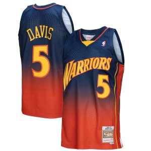 Mitchell & Ness Fabulous Baron Davis Golden State Warriors Navy/Orange 2006/07 Hardwood Classics Fadeaway Swingman Player Jersey