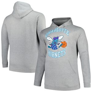 Mitchell & Ness Elegant Charlotte Hornets Heather Gray Hardwood Classics Big & Tall Pullover Hoodie