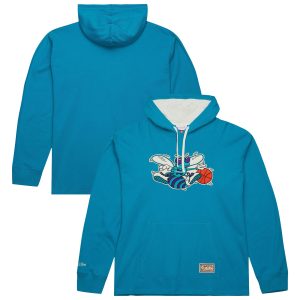 Mitchell & Ness Unique Charlotte Hornets Teal Hardwood Classics Lightweight Thermal Pullover Hoodie