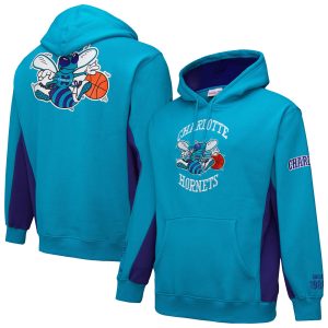Mitchell & Ness Charlotte Hornets Teal Hardwood Premium Classics Team Origins Fleece Pullover Hoodie