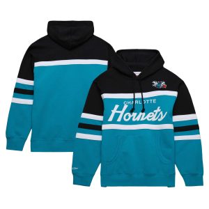 Mitchell & Ness Premium Charlotte Hornets Teal/Black Head Coach Pullover Hoodie
