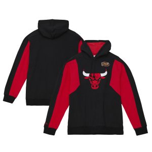 Mitchell & Ness Chicago Bulls Black Color Block 2.0 Fleece Chic Pullover Hoodie