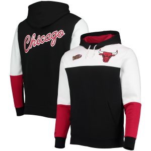 Mitchell Premium & Ness Chicago Bulls Black Hardwood Classics 1996 NBA Finals Fusion 2.0 Colorblock Pullover Hoodie