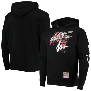 Mitchell & Ness Chicago Bulls Black Unique Hardwood Classics Hyper Hoops Pullover Hoodie