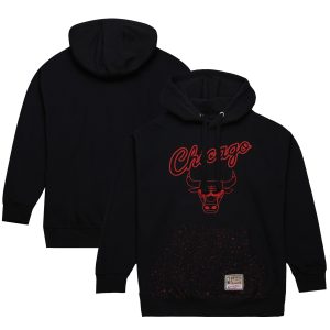 Mitchell & Ness Chicago Bulls Black Hardwood Classics Nep Speckle Eye - catching Pullover Hoodie