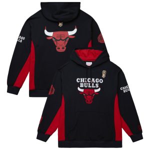 Mitchell & Ness Chicago Bulls Black Elegant Hardwood Classics Team Origins Fleece Pullover Hoodie