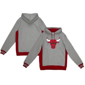 Mitchell & Ness Chicago Bulls Heather Gray Hardwood Classics Premium Fleece Pullover Hoodie Eye - catching