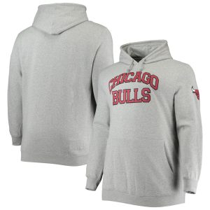 Mitchell & Ness Chicago Bulls Heathered Gray Hardwood Classics Big & Unique Tall Throwback Pullover Hoodie