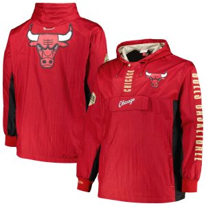 Mitchell & Ness Chicago Bulls Red Big & Tall Hardwood Classics Team OG 2.0 Anorak Hoodie Quarter Zip Windbreaker Eye - catching Jacket