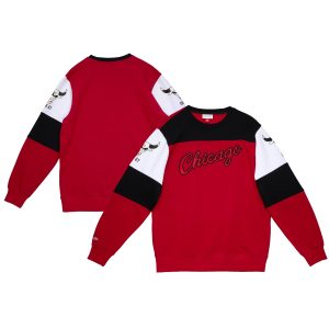 Mitchell & Ness Chicago Bulls Red Overtime Win Stylish Fleece Pullover Sweatshirt