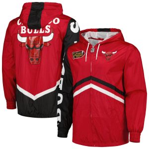 Mitchell & Ness Chicago Bulls Red Undeniable Full Chic Zip Windbreaker Jacket
