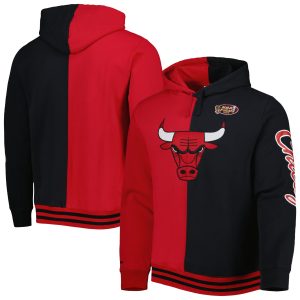 Mitchell & Ness Chicago Gorgeous Bulls Red/Black Hardwood Classics Split Pullover Hoodie