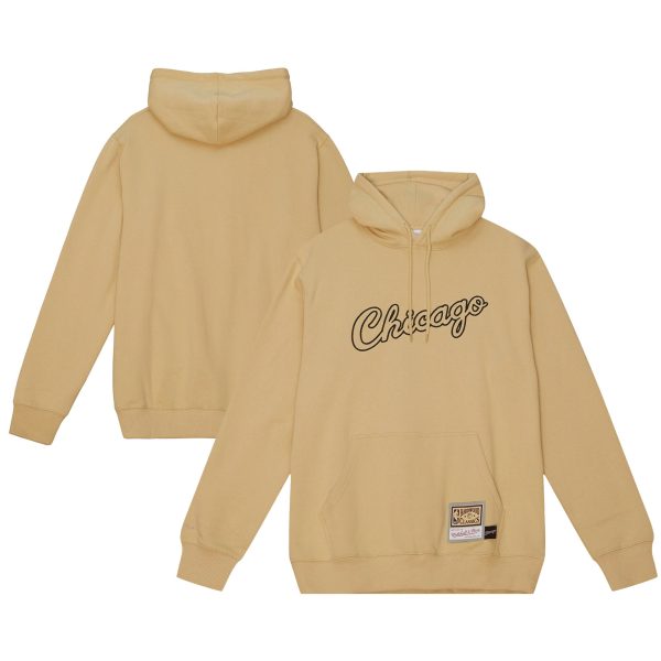 Mitchell Gorgeous & Ness Chicago Bulls Tan Hardwood Classics Pullover Hoodie