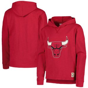 Mitchell & Ness Chicago Bulls Youth Eye - catching Red Hardwood Classics Legendary Slub Lightweight Pullover Hoodie