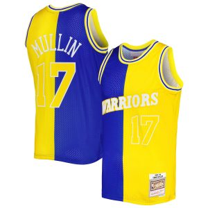 Mitchell & Ness Chris Mullin Golden State Warriors Royal/Gold Hardwood Unique Classics 1993/94 Split Swingman Jersey