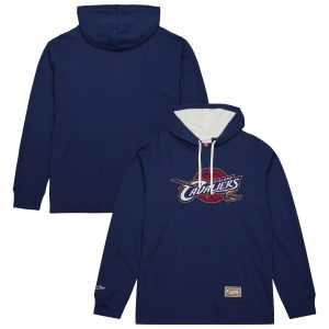 Mitchell & Ness Cleveland Cavaliers Navy Premium Hardwood Classics Lightweight Thermal Pullover Hoodie