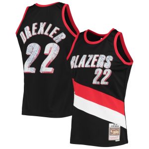 Mitchell & Ness Clyde Drexler Portland Trail Blazers Black 1991/92 Hardwood Stylish Classics NBA 75th Anniversary Diamond Swingman Jersey