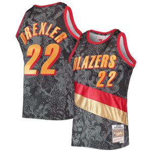 Mitchell & Ness Clyde Drexler Portland Trendy Trail Blazers Black Hardwood Classics 1991/92 Lunar New Year Swingman Jersey