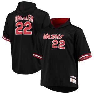 Mitchell & Ness Clyde Drexler Portland Trail Fabulous Blazers Black/Red Big & Tall Name & Number Short Sleeve Hoodie
