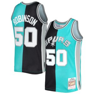 Mitchell & Ness David Robinson San Antonio Spurs Black/Teal Hardwood Classics 1998/99 Elegant Split Swingman Jersey