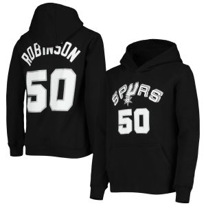 Mitchell & Ness David Stylish Robinson San Antonio Spurs Youth Black Hardwood Classics Name & Number Pullover Hoodie