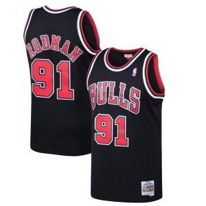 Mitchell & Ness Dennis Stylish Rodman Chicago Bulls Black 1997/98 Hardwood Classics Swingman Jersey