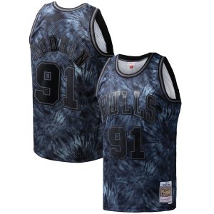 Mitchell & Ness Trendy Dennis Rodman Chicago Bulls Black Hardwood Classics 1995/96 Tie Dye Swingman Jersey