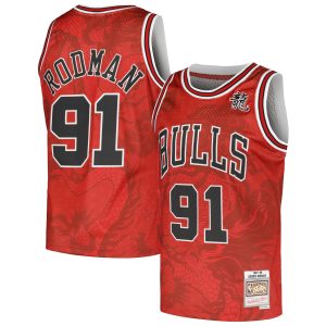 Mitchell & Ness Dennis Rodman Chicago Bulls Red 1997/98 Fabulous Hardwood Classics Asian Heritage 6.0 Swingman Throwback Player Jersey