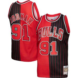 Mitchell & Premium Ness Dennis Rodman Chicago Bulls Red/Black Hardwood Classics 1995/96 Split Swingman Jersey