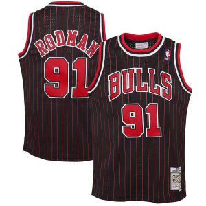 Mitchell & Ness Dennis Stylish Rodman Chicago Bulls Youth Black 1995/96 Hardwood Classics Swingman Jersey