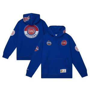 Mitchell & Ness Detroit Pistons Blue Hardwood Classics City Collection Fleece Pullover Hoodie Elegant