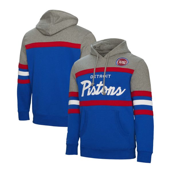 Mitchell Unique & Ness Detroit Pistons Blue Head Coach Pullover Hoodie