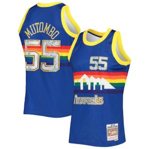 Mitchell & Ness Dikembe Mutombo Denver Nuggets Royal 1996/97 Hardwood Classics NBA 75th Anniversary Diamond Swingman Jersey Trendy