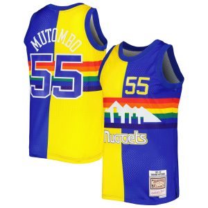 Mitchell & Ness Dikembe Trendy Mutombo Denver Nuggets Royal/Gold Hardwood Classics 1991/92 Split Swingman Jersey