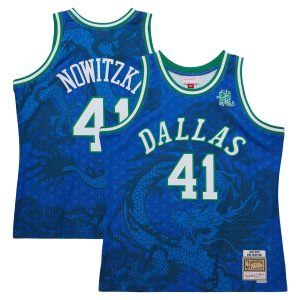 Mitchell & Ness Dirk Nowitzki Dallas Mavericks Blue 1998 2019 Hardwood Stylish Classics Asian Heritage 6.0 Swingman Throwback Player Jersey