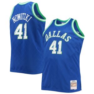 Mitchell & Ness Dirk Nowitzki Elegant Dallas Mavericks Blue Big & Tall 1998/99 NBA 75th Anniversary Diamond Swingman Jersey