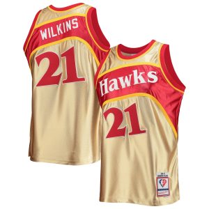 Mitchell & Ness Dominique Wilkins Atlanta Hawks Gold Elegant 75th Anniversary 1986/87 Hardwood Classics Swingman Jersey