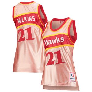 Mitchell Stylish & Ness Dominique Wilkins Atlanta Hawks Women's Pink 75th Anniversary Rose Gold 1986 Swingman Jersey