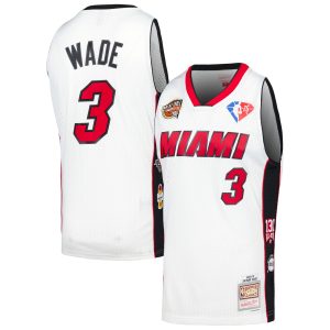 Mitchell & Ness Dwyane Wade Miami Heat Unisex Stylish White Hall of Fame Class of 2023 Throwback Swingman Jersey