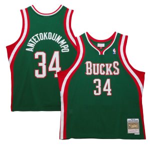 Mitchell Elegant & Ness Giannis Antetokounmpo Milwaukee Bucks Hunter Green 2013/14 Hardwood Classics Swingman Jersey
