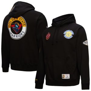 Mitchell & Ness Golden State Warriors Black Hardwood Eye - catching Classics Blackout Collection Pullover Hoodie
