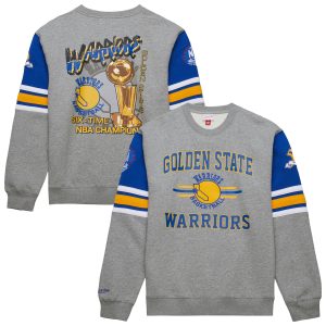 Mitchell & Ness Golden State Warriors Heather Gray Hardwood Classics All Over 4.0 Pullover Sweatshirt Unique