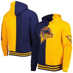 Mitchell & Ness Golden State Warriors Navy/Gold Hardwood Classics Split Pullover Hoodie Gorgeous