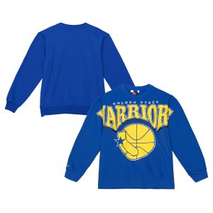 Mitchell & Ness Golden State Warriors Royal Hardwood Premium Classics Fashion Fleece Pullover Sweatshirt