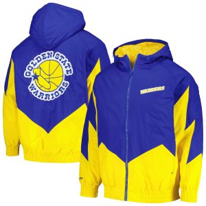 Mitchell & Ness Golden Trendy State Warriors Royal Hardwood Classics Retro Quilted Raglan Full Zip Hoodie