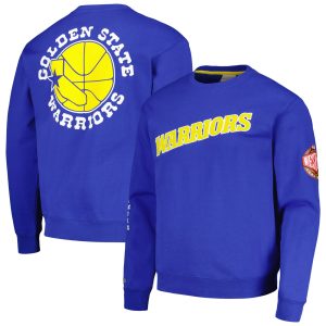 Mitchell & Ness Golden State Warriors Royal Hardwood Classics Chic There and Back Pullover Sweatshirt