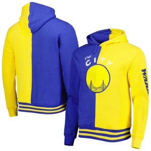 Mitchell & Ness Golden State Warriors Royal/Gold Hardwood Classics Split Pullover Chic Hoodie