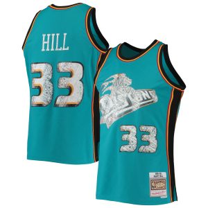 Mitchell & Ness Grant Hill Detroit Pistons Teal 1998/99 Hardwood Classics NBA 75th Anniversary Diamond Swingman Trendy Jersey