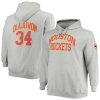 Mitchell Elegant & Ness Hakeem Olajuwon Houston Rockets Heathered Gray Big & Tall Name & Number Pullover Hoodie