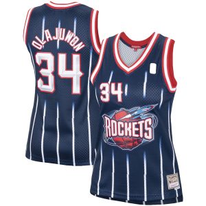 Mitchell & Ness Hakeem Olajuwon Houston Rockets Women's Navy Hardwood Classics Swingman Jersey Premium